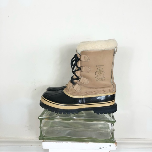 SOREL VINTAGE Buff Caribou Duck Boots Mens 13 Made in Canada Wool lined - Picture 2 of 10